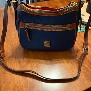 Dooney & Bourke Blue and Tan Crossbody Bag